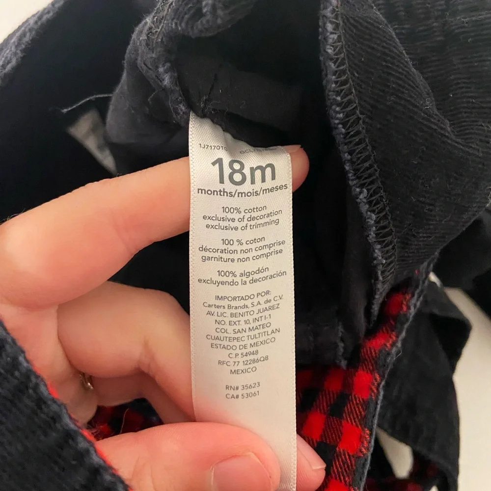 EUC Carter’s baby boy’s black‎ corduroy pants overalls 18 months